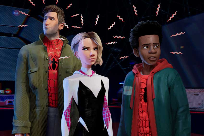 Spider man Into The Spider Verse Peter Parker Miles Morales Gwen Stacy