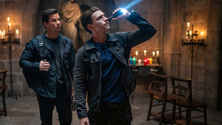 uncharted movie tom holland mark wahlberg still