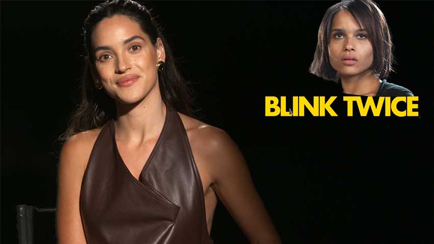 Ardria Arjona interview Zoe Kravitz Blink Twice movie post