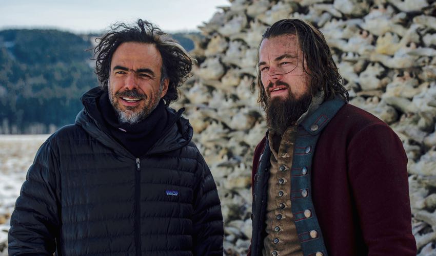 The Revenant Alejandro Iñarritu and Leonardo DiCaprio on set