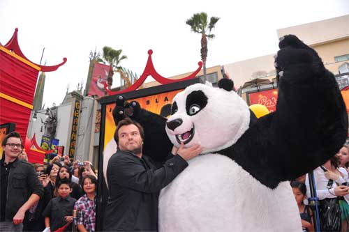 Jack Black and Po at the Kung Fu Panda 2 premiere
