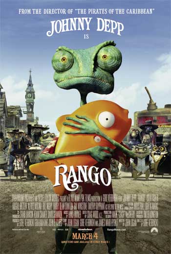 Rango movie poster featuring the voice of Johnny Depp